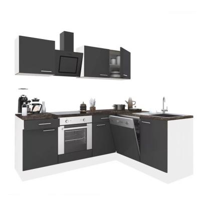 Dulap de colț bucătărie Leziter Yorki 220, alb/antracit satinat, inferior cuptor