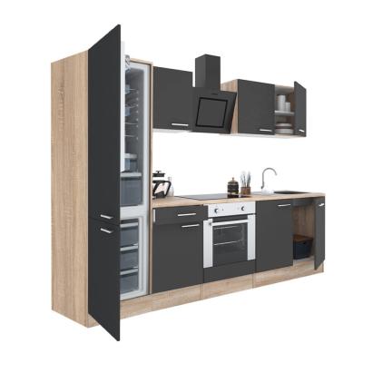Mobilă de bucătărie Leziter Yorki 270 cm, stejar sonoma și antracit satinat
