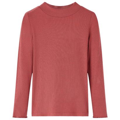 Tricou de copii cu mâneci lungi, guler tunică, roșu ars, 104 GartenMobel Dekor