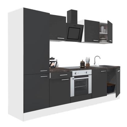 Mobilă de bucătărie modulară Leziter Yorki 270 cm, alb cu front antracit satinat