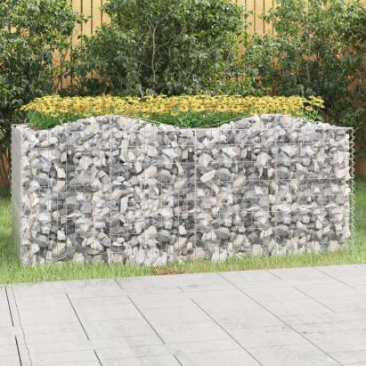 Strat înălțat cu gabion arcuit, 200x100x100 cm, fier galvanizat GartenMobel Dekor