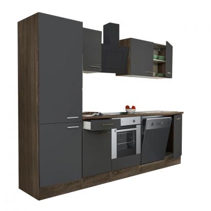 Mobilă de bucătărie Leziter Yorki 280 cm, stejar Yorki, antracit satinat