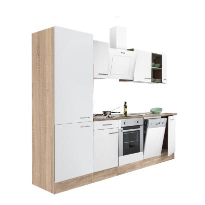 Mobilă de bucătărie Leziter Yorki 280 cm, stejar Sonoma și alb satinat, modulară