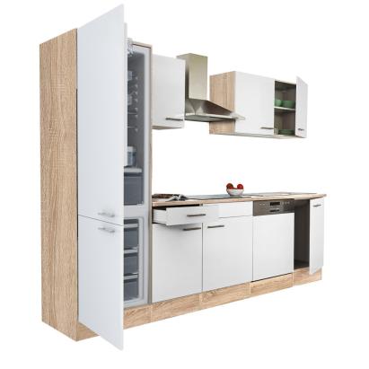 Mobilă de bucătărie modulară Leziter Yorki 280 cm, stejar sonoma și alb satinat