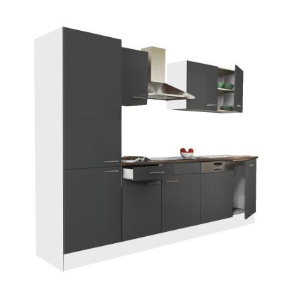 Mobilă de bucătărie modulară Leziter Yorki 280 cm, alb cu front antracit satinat