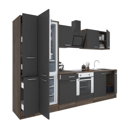 Mobilă de bucătărie Leziter Yorki 300 cm, stejar Yorki și front antracit satinat