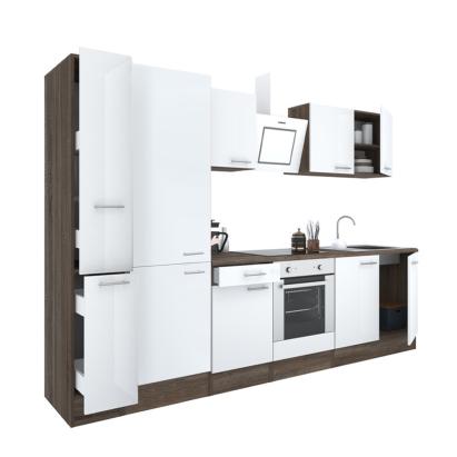 Mobilă de bucătărie Leziter Yorki 300 cm, stejar Yorki și alb satinat, modulară