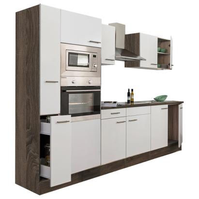 Mobilă de bucătărie modulară Leziter Yorki 300 cm, stejar Yorki și alb satinat