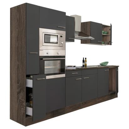 Mobilă de bucătărie modulară Leziter Yorki 300 cm, stejar Yorki, front antracit satinat