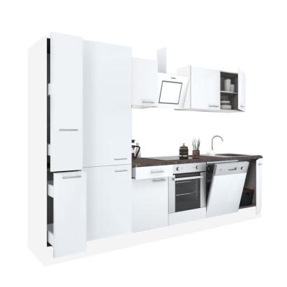 Mobilă de bucătărie modulară Leziter Yorki 310, alb satinat, 300 cm