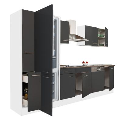 Bucătărie modulară Leziter Yorki 310 cm, alb cu fronturi antracit satinat