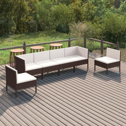 Set mobilier de grădină cu perne, 6 piese, maro, poliratan GartenMobel Dekor