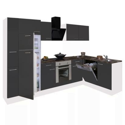 Dulap bucătărie de colț Leziter Yorki 310 cm, alb cu front antracit satinat