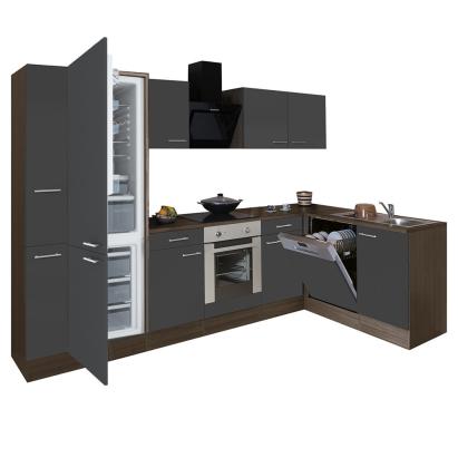 Bucătărie de colț Leziter Yorki 310 cm, stejar Yorki, antracit satinat