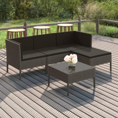 Set mobilier de grădină cu perne, 5 piese, gri, poliratan GartenMobel Dekor