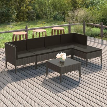 Set mobilier de grădină cu perne, 6 piese, gri, poliratan GartenMobel Dekor