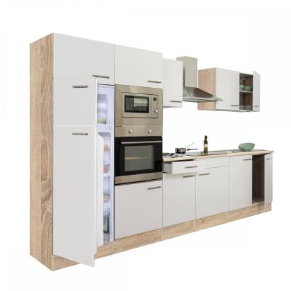 Mobilă de bucătărie modulară Yorki 330, 300 cm, stejar Sonoma cu front alb satinat