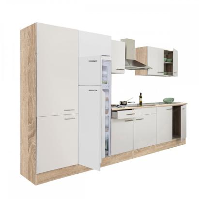 Mobilă de bucătărie modulară Leziter Yorki 330 cm, stejar Sonoma cu front alb satinat