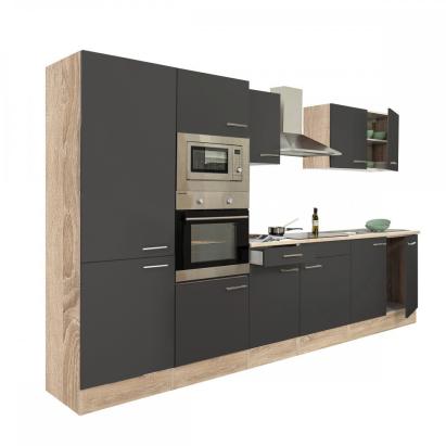 Bucătărie modulară Leziter Yorki 330 cm, Sonoma cu fronturi antracit satinat