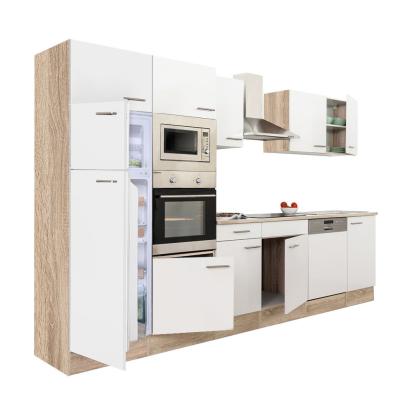 Mobilă de bucătărie Leziter Yorki 340 cm, stejar Sonoma cu fronturi alb satinat