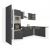 Mobilă bucătărie de colț Yorki 340 cm, alb cu fronturi antracit satinat, cu frigider