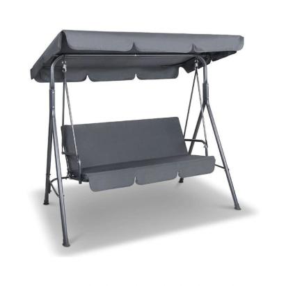 Balansoar de grădină pentru 3 persoane, cadru metalic, acoperiș reglabil, gri