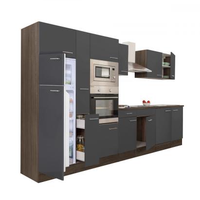 Mobilă de bucătărie modulară Leziter Yorki 360 cm, stejar Yorki cu front antracit satinat