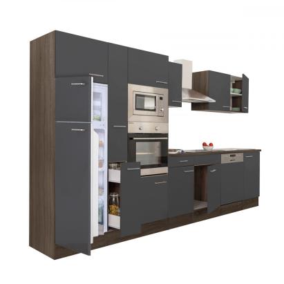 Mobilă de bucătărie modulară Leziter Yorki 370 cm, stejar Yorki, front antracit satinat