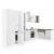 Dulap bucătărie de colț Leziter Yorki 370 cm, alb satinat, cu frigider și corp cuptor