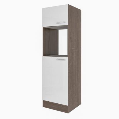 Dulap de cămară Yorki 60 cm, stejar Yorki cu front alb satinat, 205 cm