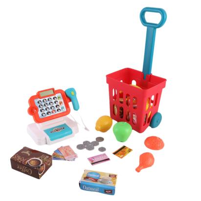 Casă de marcat Leziter cu cărucior de cumpărături și accesorii, set 32 piese