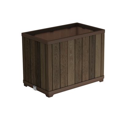 Jardinieră Curver 100 L cu auto-udare, aspect nuc, tip cărămidă, relief