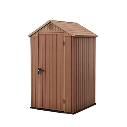 Căsuță de grădină Curver Darwin 4x4 din plastic EVOTECH, maro, 118x117x205 cm