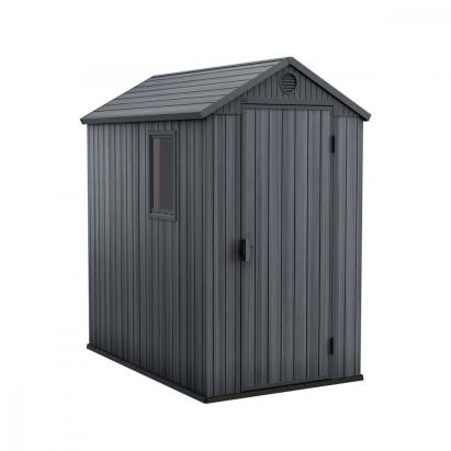 Șopron de grădină Curver Darwin 4x6 gri din plastic, cu podea și ventilație