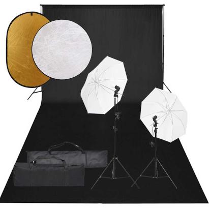 Set studio foto cu set de lumini, fundal și reflector GartenMobel Dekor