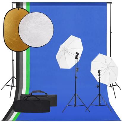 Set studio foto cu set de lumini, fundal și reflector GartenMobel Dekor