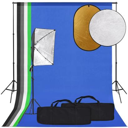 Set studio foto cu lampă softbox, fundal și reflector GartenMobel Dekor