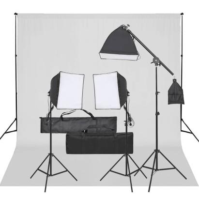 Kit studio foto cu set de lumini și fundal GartenMobel Dekor