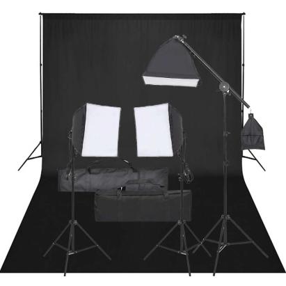 Kit studio foto cu set de lumini și fundal GartenMobel Dekor