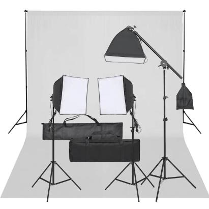 Kit studio foto cu set de lumină și fundal GartenMobel Dekor