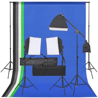 Kit studio foto cu set de lumină și fundal GartenMobel Dekor