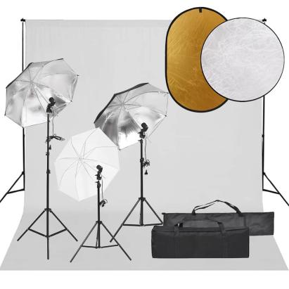 Kit studio foto cu set de lumini, fundal și reflector GartenMobel Dekor