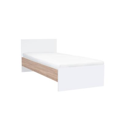 Pat single Leziter Miami 90x200 cm, alb cu stejar Sonoma, modern minimalist