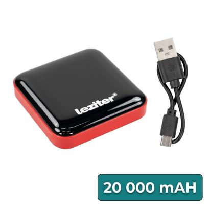 Powerbank Leziter 20000 mAh 10W, 2x USB, afișaj LCD, roșu