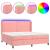 Pat continental cu saltea & LED, roz, 200x200 cm, catifea GartenMobel Dekor