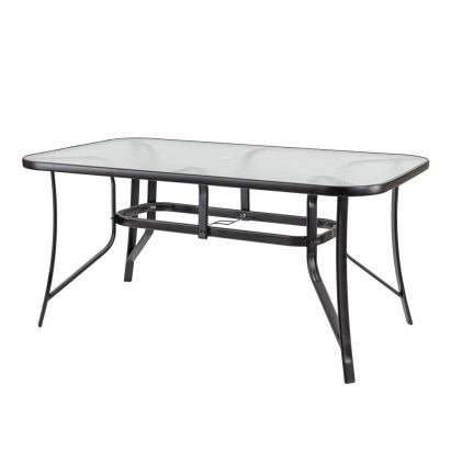 Masă de grădină Leziter Canillo cu cadru metalic și blat din sticlă, neagră