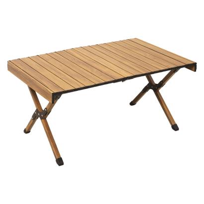 Masă pliabilă de camping Mirpol Drevo 90 din aluminiu, efect lemn, 90 cm