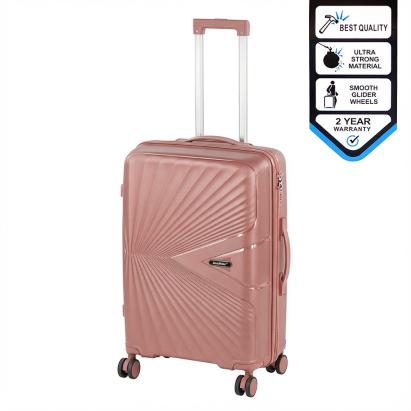 Valiză medie Leziter TraveLux Endure, rigidă PP, 60L, TSA, 68x45x25 cm, aur roz
