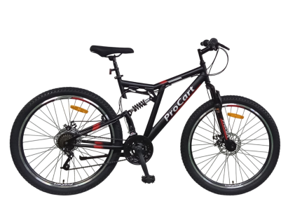 Bicicletă MTB 26" Procart, full suspension, 21 viteze, frâne pe disc, roșu-negru