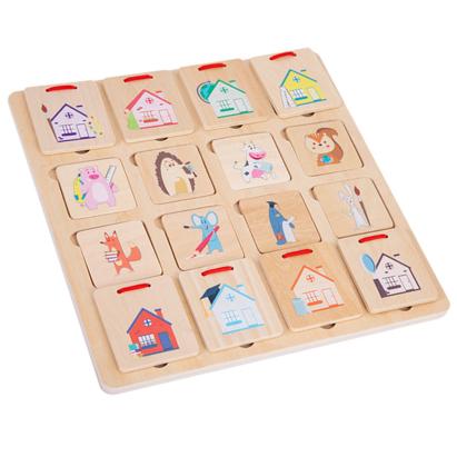 Puzzle logic din lemn Leziter „Unde te-ai ascuns?” cu animale, educativ